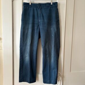 Dickies Blue Distressed Flat Front Unisex Trousers Waist 34 Length 29